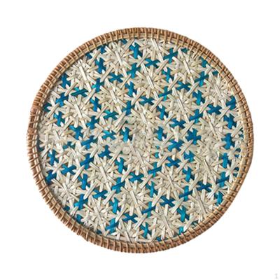 Круглый плетеный коврик для столовых приборов Geometry Hand Boho 11,8 дюймовый коврик из ротанга для кухни