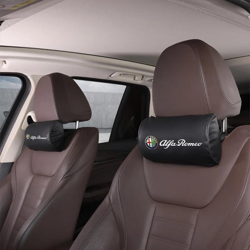 Car Stickers For Alfa Romeo Car Leather Headrest Pillowcase Seat Belt Shoulder Pad For Alfa Romeo 4C 159 Spider Giulia Giulietta