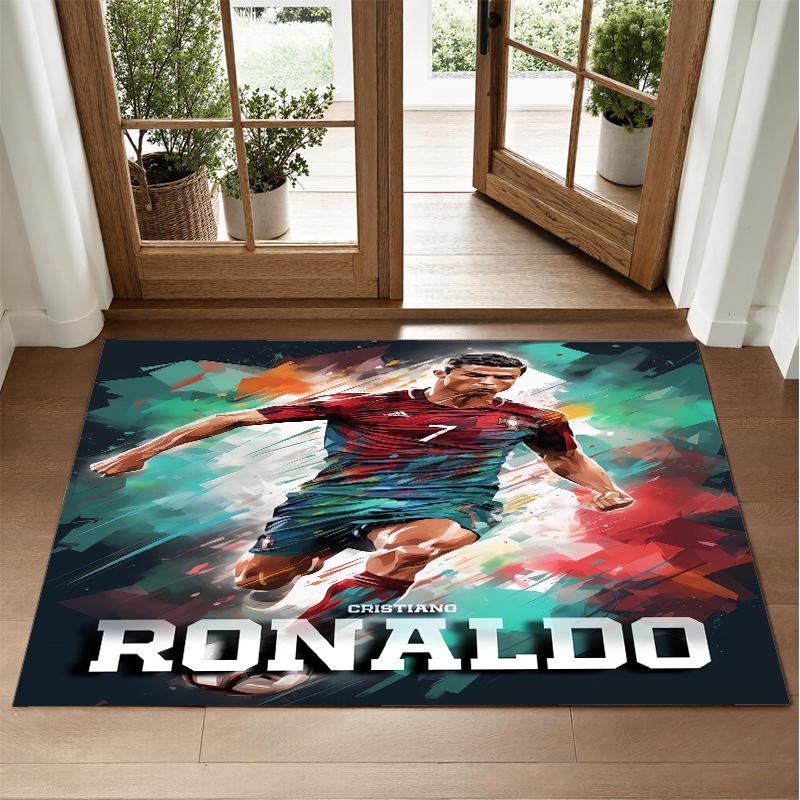 Cristiano Ronaldo Design Crystal Velvet Rug Soft Decorative Mat for Bedroom Entrance