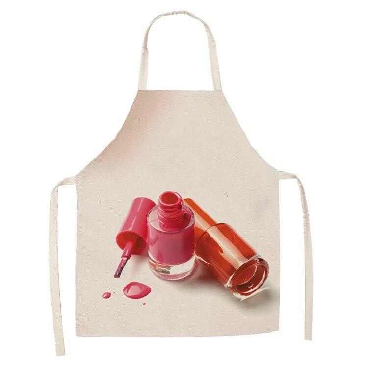 Sleeveless Linen Apron Men and Women Household Cleaning Tools Apron Nail Polish Ladies Perfume Printing Kitchen Apron