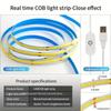 COB Light LED Strip 5V Diode DIY Lamp Tape USB Гибкая лента Сенсорный датчик управления Диммер Линейное освещение 320LED Высокая плотность