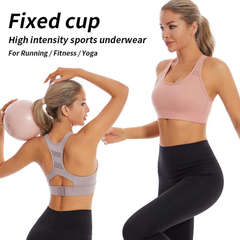Слитный спортивный бюстгальтер с фиксированной чашкой, высокой степени поддержки, противоударный, собирающий, для женщин, тонкий, с красивой спинкой