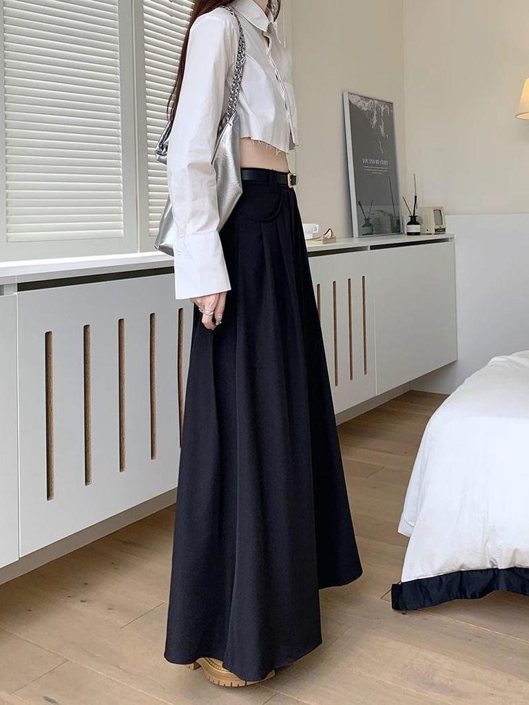 2024 Новая узкая юбка-зонтик с высокой талией для женщин - корейский осенний стиль