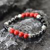 Simple Men Bracelet Natural Lava Tiger Eye Stone Hand Beaded Brass Braclet Casual Accessories Prayer Meditation Yoga Braslet