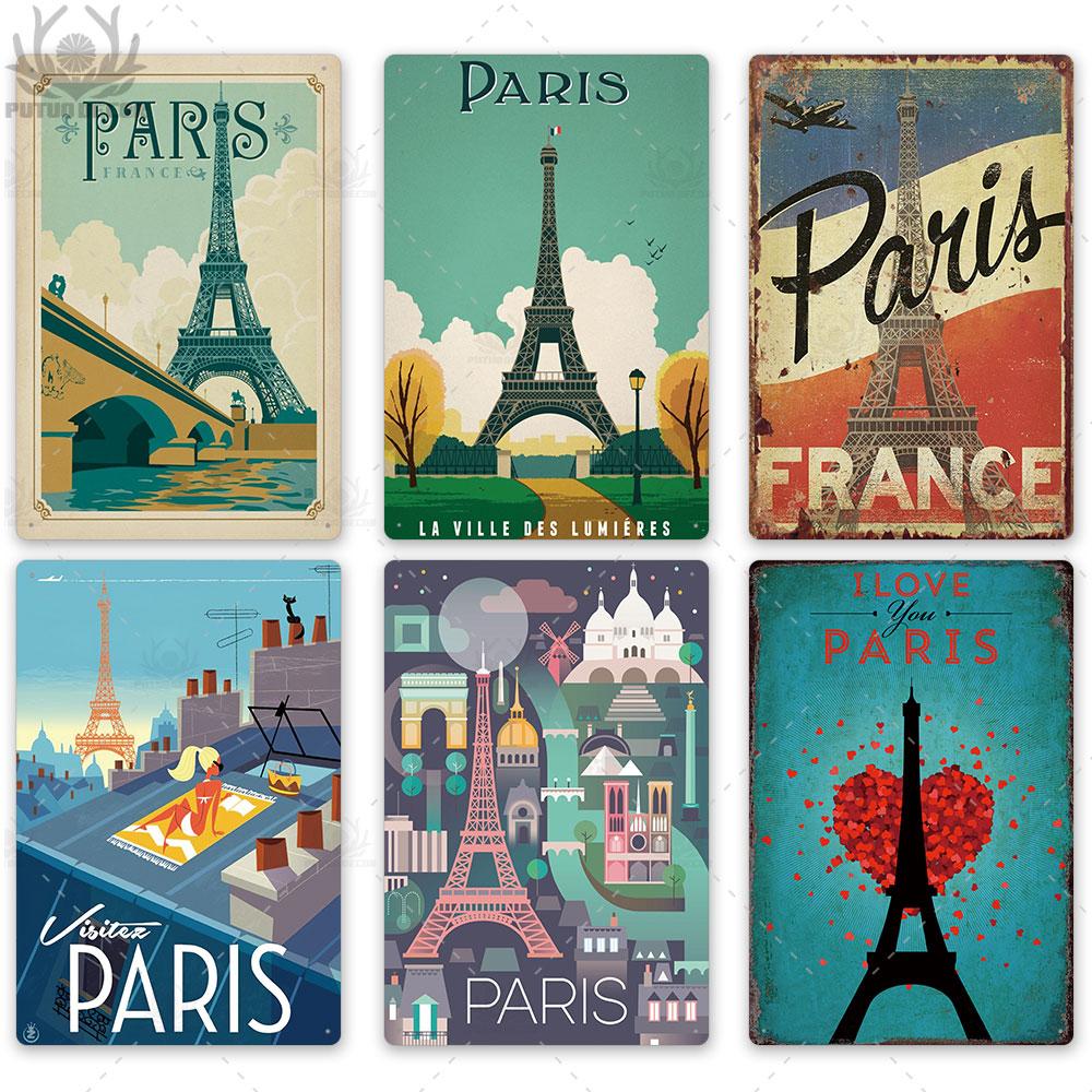 Decor Paris Vintage Tin Sign Plaque Metal Retro British Coffee Bar House Home Living Room Decorative Wall Poster