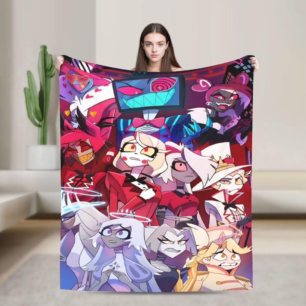 Cartoon H-Hazbin HotelS Flannel Blanket Winter Warm Soft Bedding Throws for Child Home Decor Funny Bedspread Sofa Bed Cover