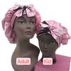 Custom Logo Reversible Soft Satin Hair Bonnet Silk Sleeping Cap Double Sided Bonnet with Long Tie Wrap