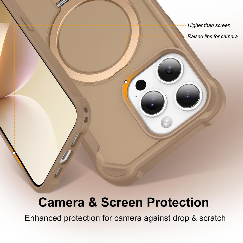 For iPhone 15 Pro Max Case Compatible with MagSafe Kickstand TPU+PC Shockproof Phone Back Cover