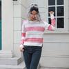 Зимний осенний женский модный полосатый теплый свитер, свободный вязаный топ с разрезом