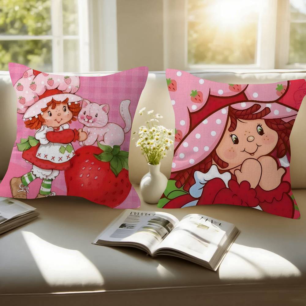 Cute Role Strawberry ShortcakeCartoon Cushion Cover Pillow Cover Decor Pillowcase Printed Cushion Case for Couch