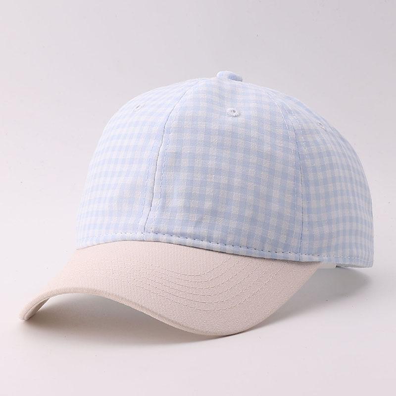 Retro small plaid baseball cap men's soft top cotton cloth color matching striped casual cap hat
