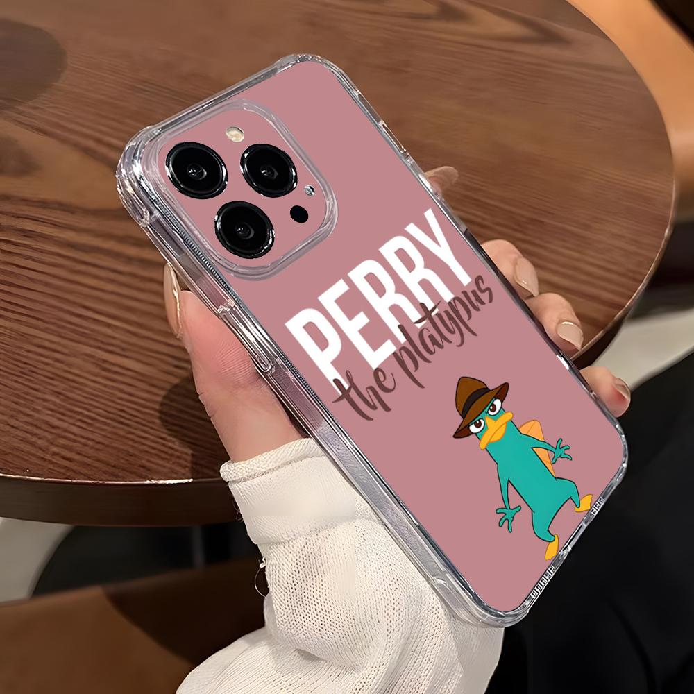 Cartoon Perry The Platypus Phone Case For IPhone 15 Pro Max 16 Pro Max 14 13 11 12 Mini Xs X Xr 7 8 Plus Se Transparent Cover