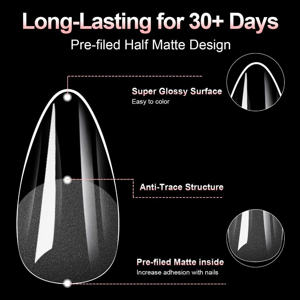 100 шт. Акриловые накладные ногти Миндаль Квадрат Предварительно запиленные Накладные ногти Нейл-арт Наращивание