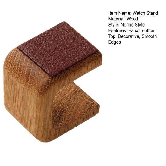 Деревянная подставка для часов с верхним слоем из искусственной кожи, декоративный орнамент в скандинавском стиле, гладкие края