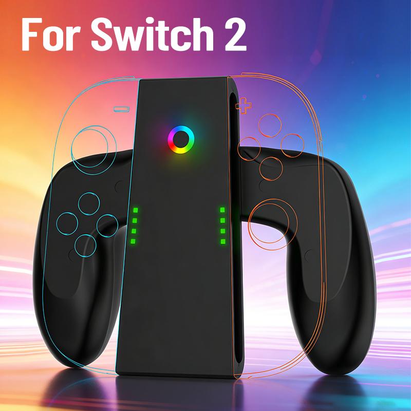 Зарядная рукоятка для Switch 2 JoyCon Многофункциональная ручка Держатель Зарядная док-станция Type-C Адаптер-рукоятка для аксессуаров NS Switch2