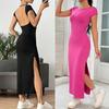 Elegant Knitted Sleeveless A-Line Midi Dress for Women - Summer Style, Mid-Waist Pullover Design.