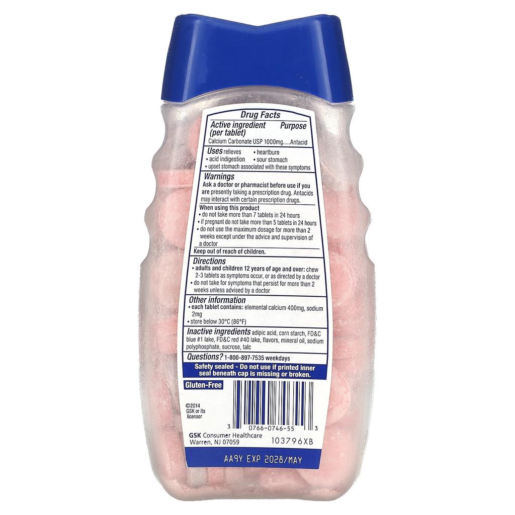 Ultra Strength Antacid, Mixed Berry Flavor, 1,000Mg, 160 Chewable Tablets