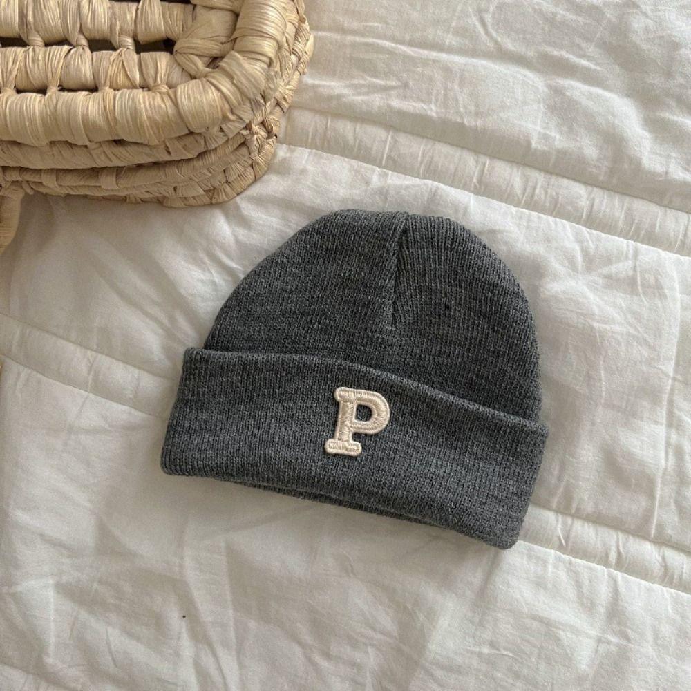 Korean Baby Knitted Hat P Letter Infant Warm Hat Fashion Baby Beanie Cap Kids