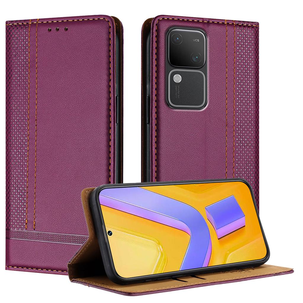 Кожаный чехол-книжка с тиснением личи для vivo Y20, Y20i, Y20s, Y11s, Y12s, iQOO U1x, Y31, Y53s 4G, Y51a, Y33, Y70s, Y35, Y22s, Y22, Y77, Y55, Y75 5G, T1 5G, Y100, В27..