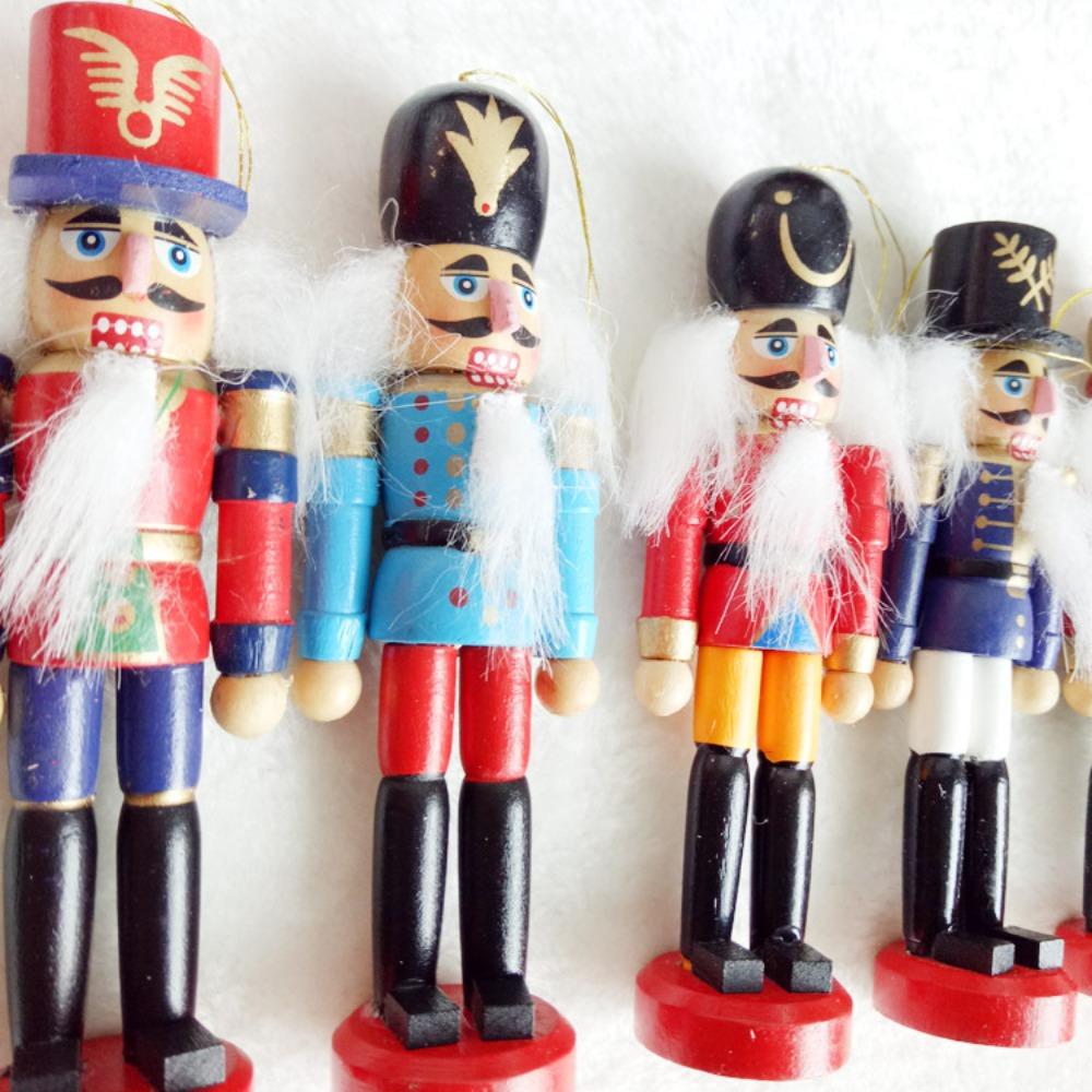 6pcs/set Colorful Soldier Puppet Pendant Figurines Nutcracker Doll Christmas Ornaments