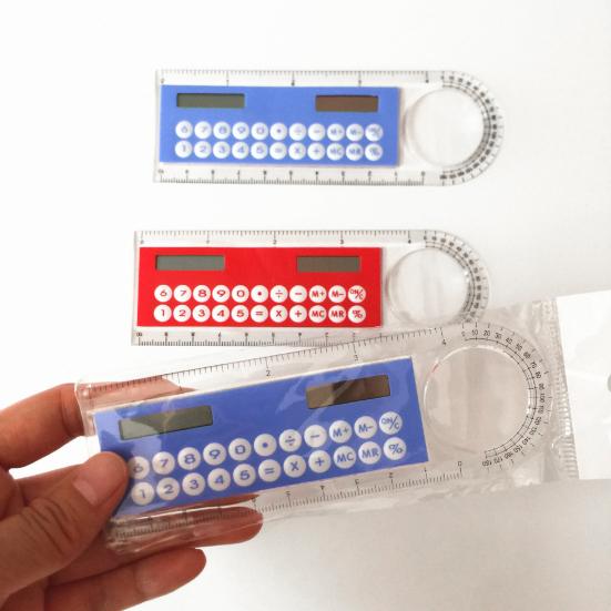 Калькулятор солнечной линейки Многофункциональный большой экран Канцелярские принадлежности 3 в 1 Длина 10 см Солнечная карточная линейка для школы