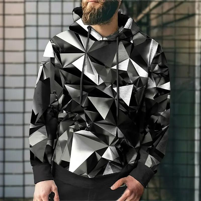 Забавная мужская толстовка с 3d-моделацией, шитье, клетчатый принт, толстовки с капюшоном, мужская одежда, большие уличные новые дизайнерские пуловеры