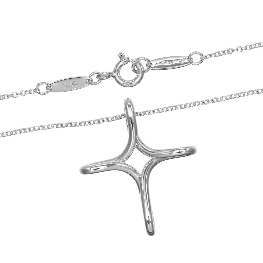 TIFFANY&Co. Open cross Necklace Silver925 3.25g Women Used