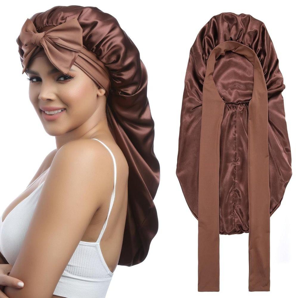 Hair Protection Satin Bonnet Curly Hair Braid Bonnet Extra Long Sleeping Cap Women
