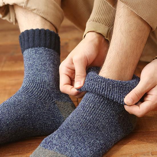 Мужские утолщенные шерстяные носки, цветные, зимние, рубчатые махровые носки, дышащие, теплые, повседневные носки средней длины для повседневных дел, тренировок, занятий спортом на открытом воздухе