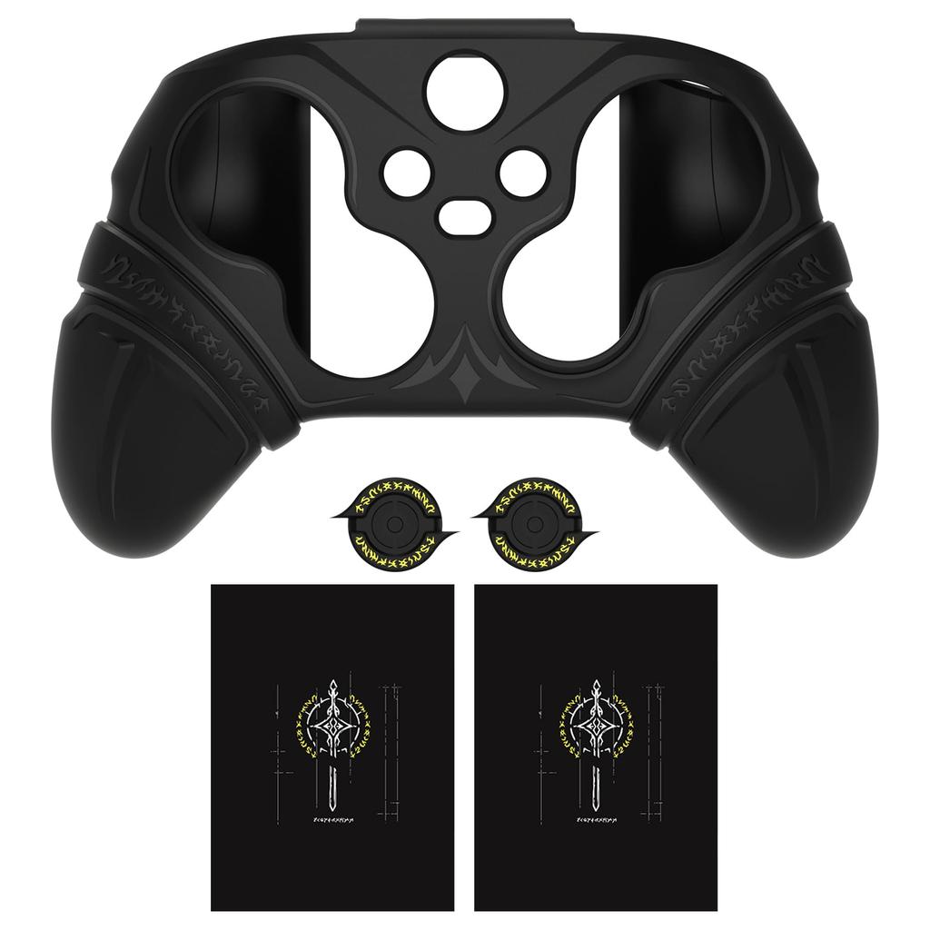 Силиконовый чехол для контроллера PlayVital для Xbox Series X/S с накладками на стики и наклейками – Нескользящая накладка, амортизирующая – Издание «Руны» (черный)