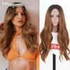 Ombre Brown Long Water Wave Wigs for Women Daily Wear Synthetic High Temperature Fiber Wig Blond Red Black Orange Wig