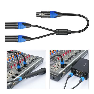 Кабель-разветвитель XLR микрофонный Y-кабель XLR Female to Dual XLR Male 3 Pin Jack Разветвитель Кабель Аудио Адаптер для динамика