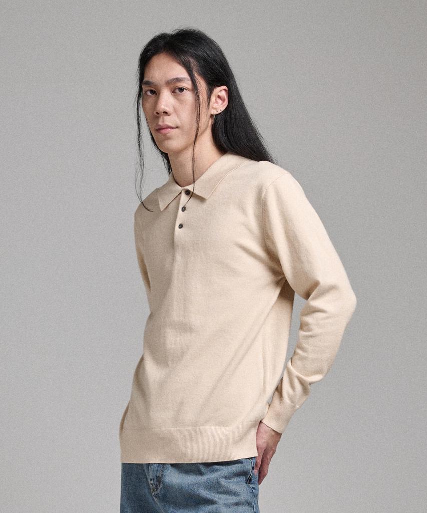 ANALOG MOOD Semi-Collar Neck Knit (Beige)