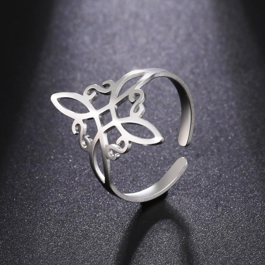 Witch Knot Ring for Women Stainless Steel Adjustable Open Finger Rings New Witchcraft Amulet Jewelry Birthday Gift