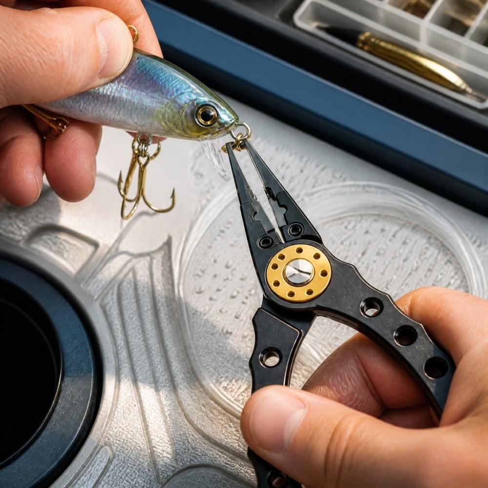 Aluminum Alloy Fishing Pliers Multi Functional Split Ring Pliers Hook Remover Freshwater Fishing