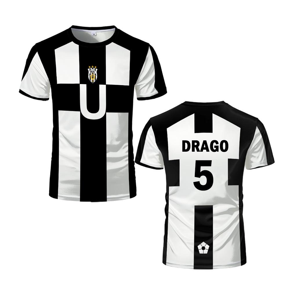 Sports Casual Football Club Theme Short-sleeve T-shirt Breathable Round Neck Top Fan Apparel with Number Print