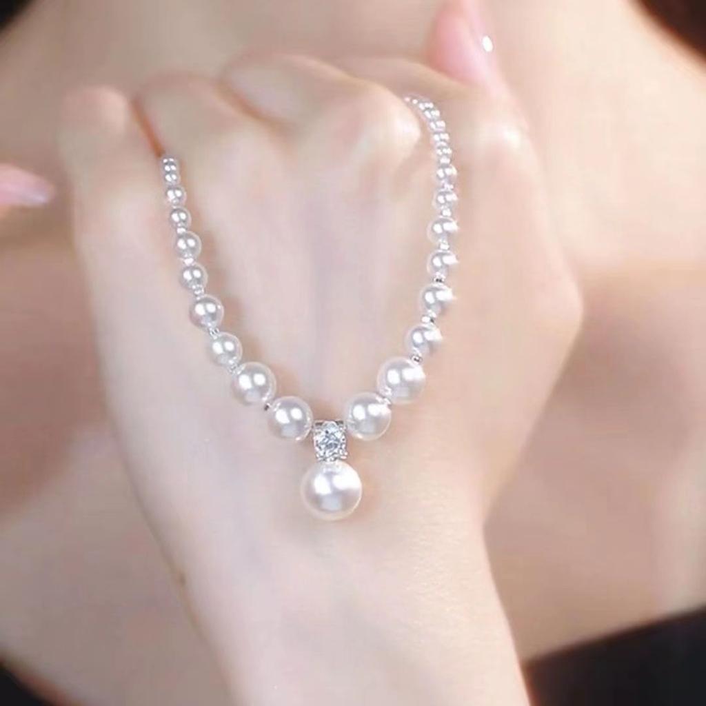 Xiaohongshu ожерелье с цепочкой из серебряной жемчужной меди женская мода темперамент универсальная цепочка на ключицу легкая роскошь высококачественная цепочка на шею