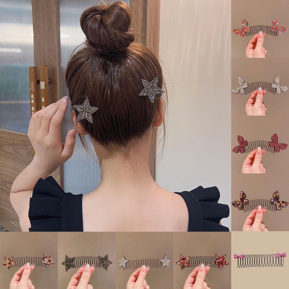 Butterfly Invisible Extra Hair Holder Star Fixed Combs Fresh U Shape Hair Styling Comb Girls