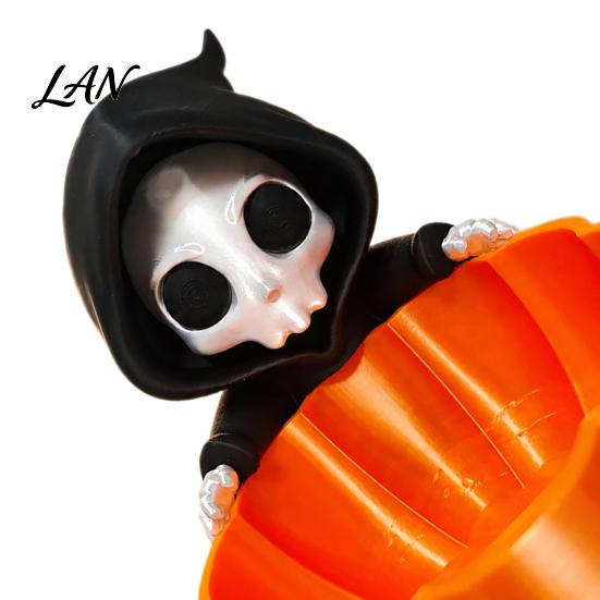 Large Capacity Pumpkin Slot Halloween Candy Bowl, 3D Printed Grim Reaper Snack Holder Dish, Spooky Bowl Skeleton Serving for Home, Office, Desk,