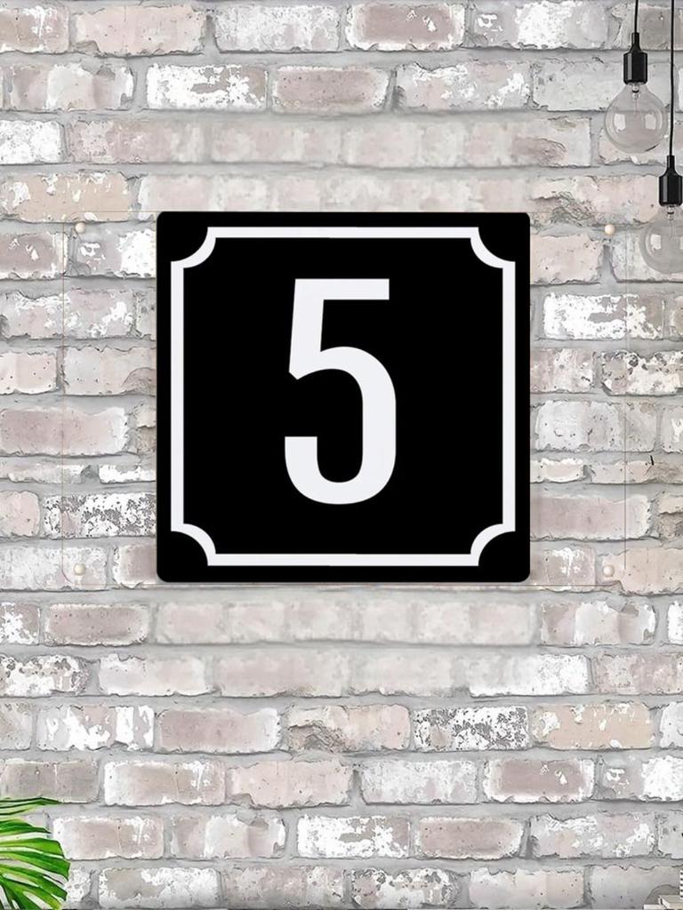 House Number X Classic Black Metal Sign 20x20cm, Modern Door Wall Decor