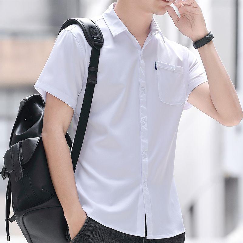 Мужская рубашка с короткими рукавами, новая летняя повседневная рубашка в клетку, тонкая трендовая красивая рубашка с карманами