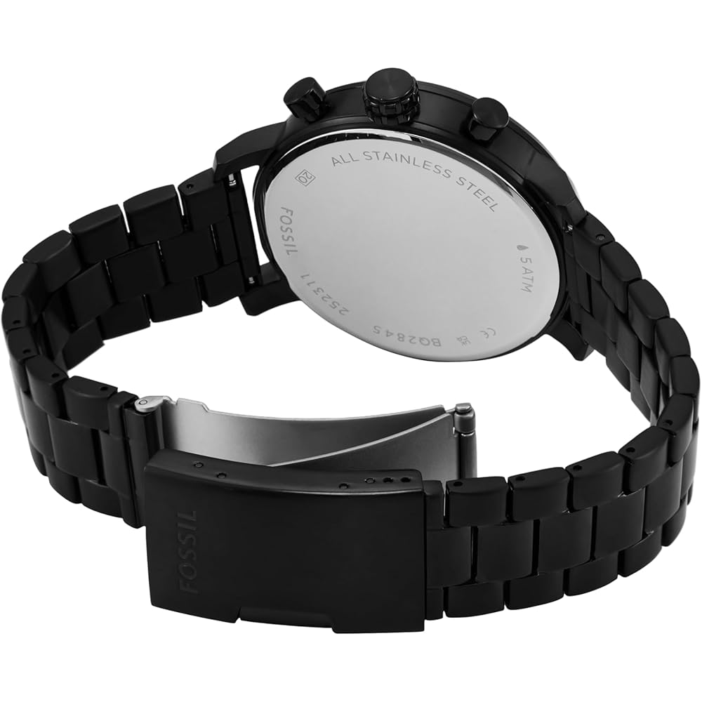 Мужские часы Fossil RHETT Multifunction из черной нержавеющей стали, BQ2845