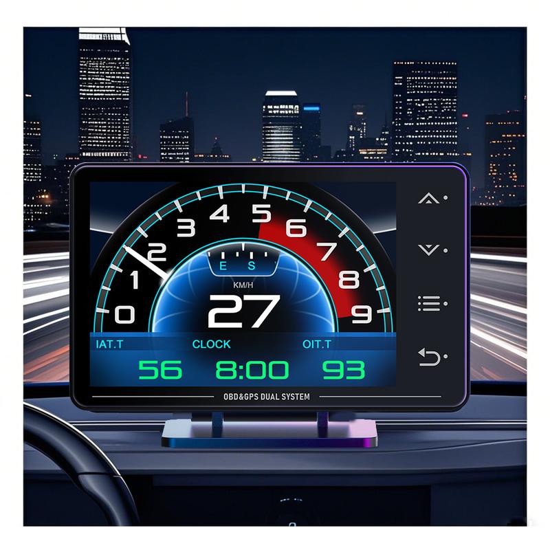 XS Car OBD2 Gauge Auto Speedometer Touch Button GPS HUD Head Up Display LCD Meter with Alarm Functions