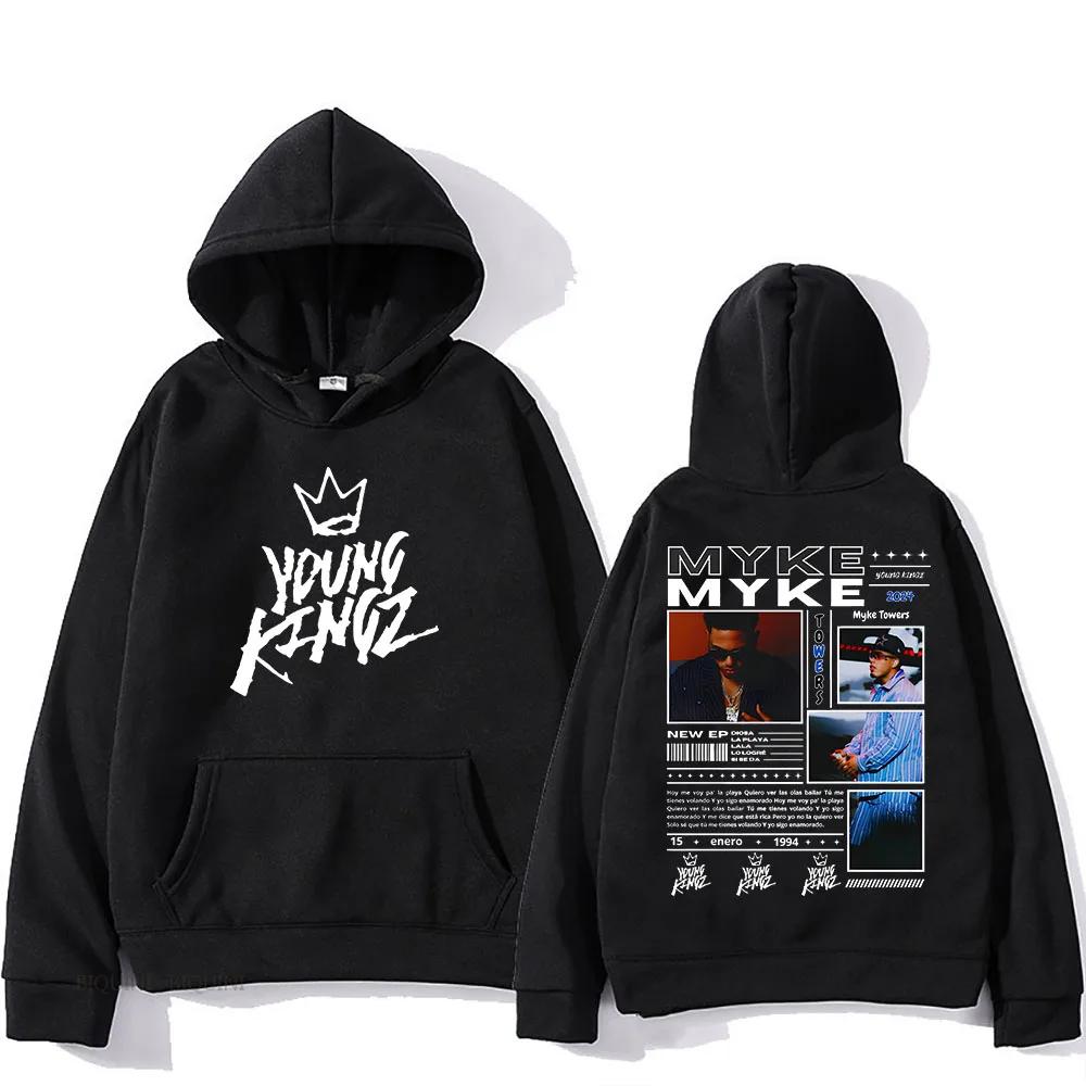 Rapper Myke Towers Tour Hooded Long-sleeved Harajuku Casual Sweatshirt With Hooded Fleece Clothes Sudaderas Hoody