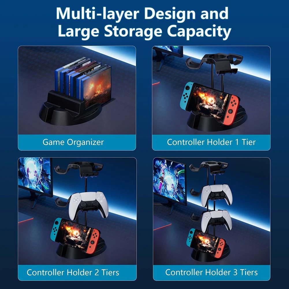 1/2/3-уровневый держатель контроллера, экономящий место, универсальный держатель геймпада, подставка для гарнитуры для PS5/PS4/PS3/Steam/Switch, игровые аксессуары