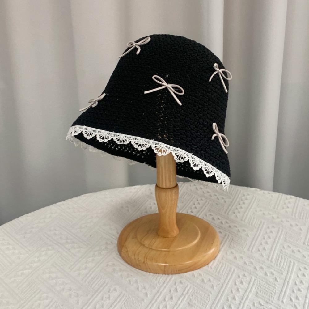 Lace Bow Straw Hat Sun Protection Women's Sun Hat Fashion Sunscreen Fisherman Hat Women