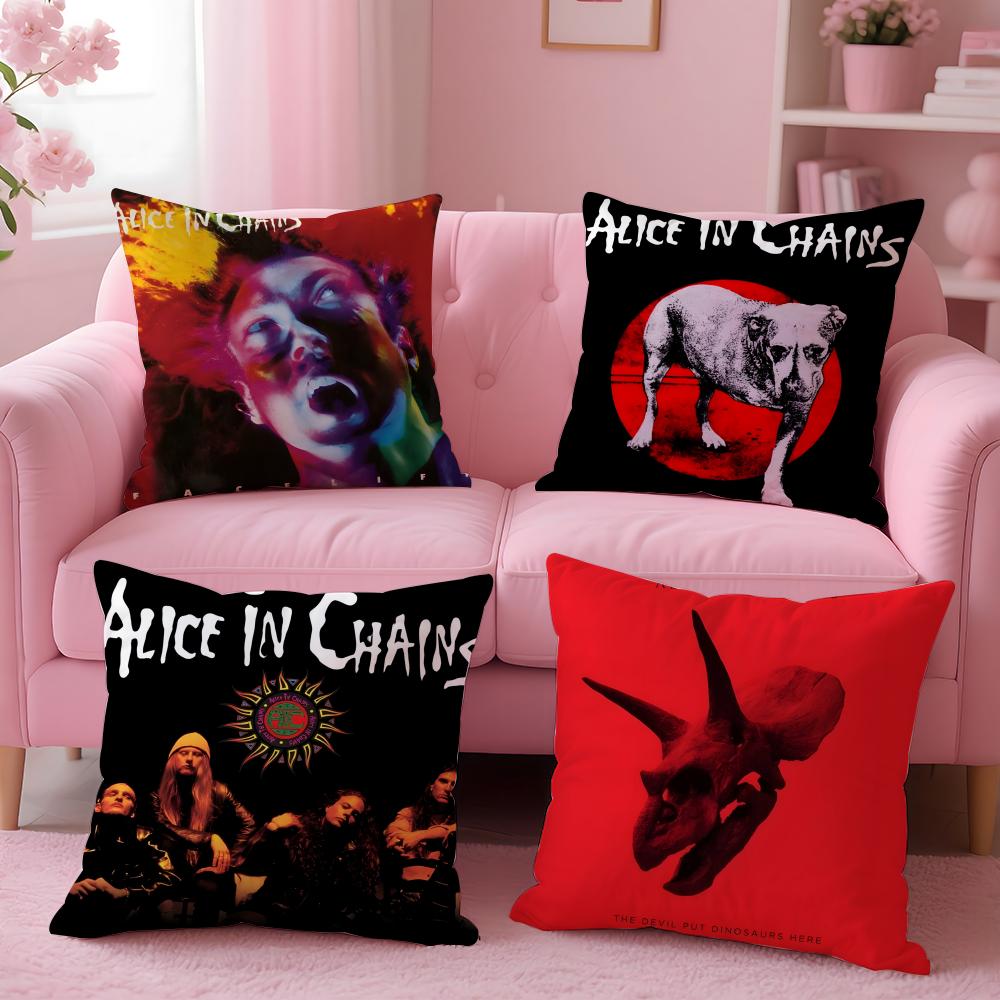 Retro Music AAlice In Chains Cushion Cover Pillow Case Soft Friendly Fabric Concealed Zipper