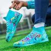Men's High Top Football Boots Rubber Soft Sole Short Spikes Artificial Turf Leather Youth Children's Football Boots