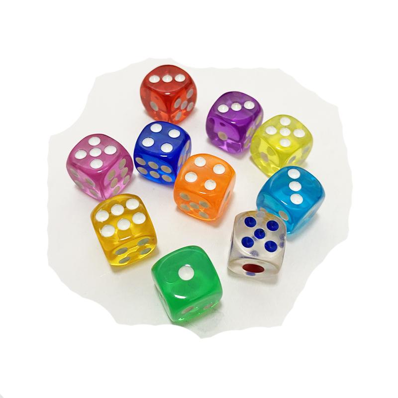 10Pieces/Lot 12mm Clear Acrylic 6 Sided D6 Point Dice With Round angle Dice For Club/Party/Family Board Games