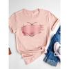 Watercolor Love Heart Sweet Fashion Short Sleeve Print T Shirt Tee Basic Clothing Summer Top Graphic T-shirt Women Clothes